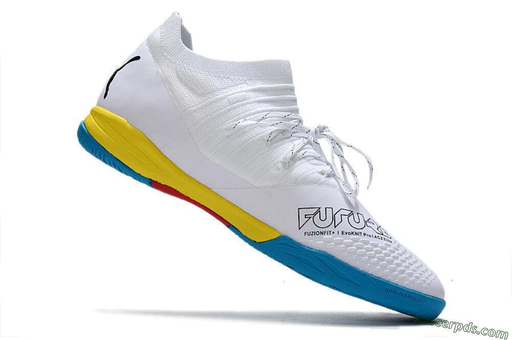 Puma Future Z 1.3 Teazer IC Low-Tops Football Shoes - White/Black/Blue/Yellow/Red 4
