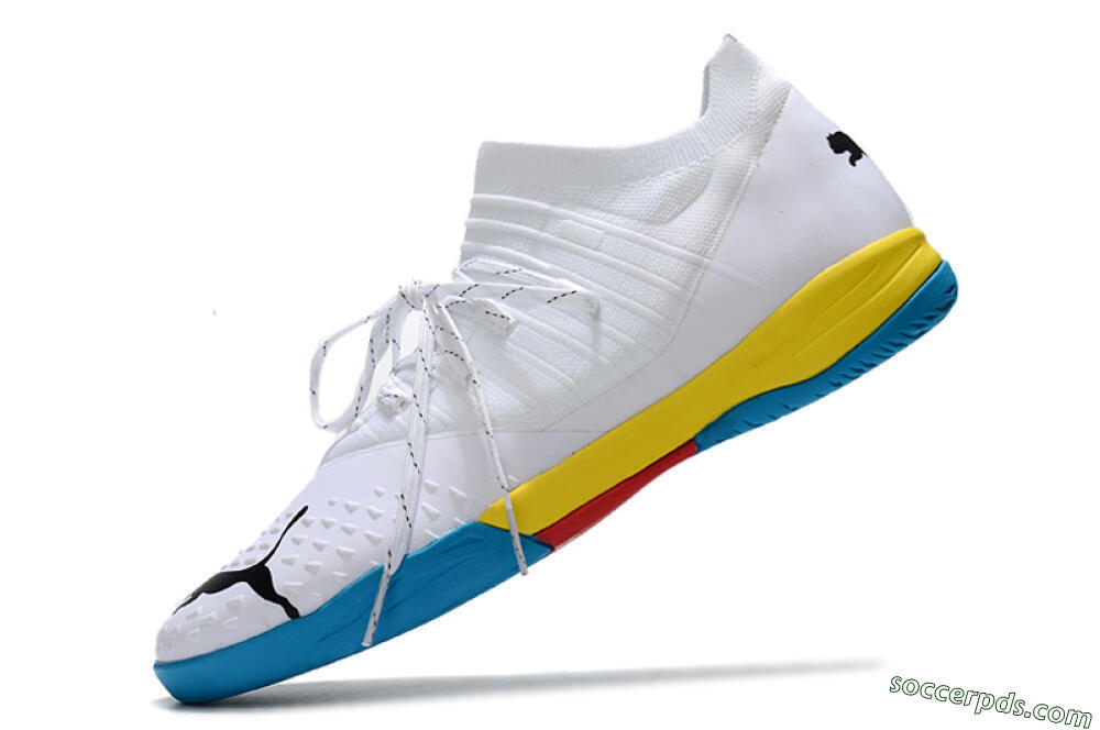 Puma Future Z 1.3 Teazer IC Low-Tops Football Shoes - White/Black/Blue/Yellow/Red 5