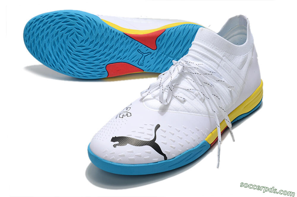 Puma Future Z 1.3 Teazer IC Low-Tops Football Shoes - White/Black/Blue/Yellow/Red 3
