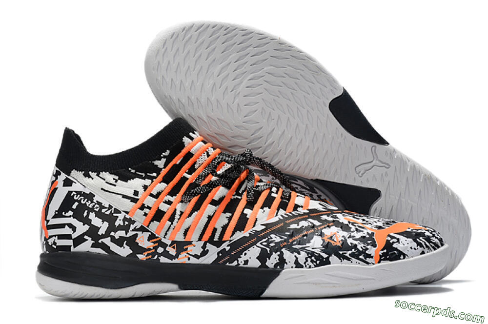 Puma Future Z 1.3 Teazer IC Low-Tops Football Shoes - White/Black/Orange 1
