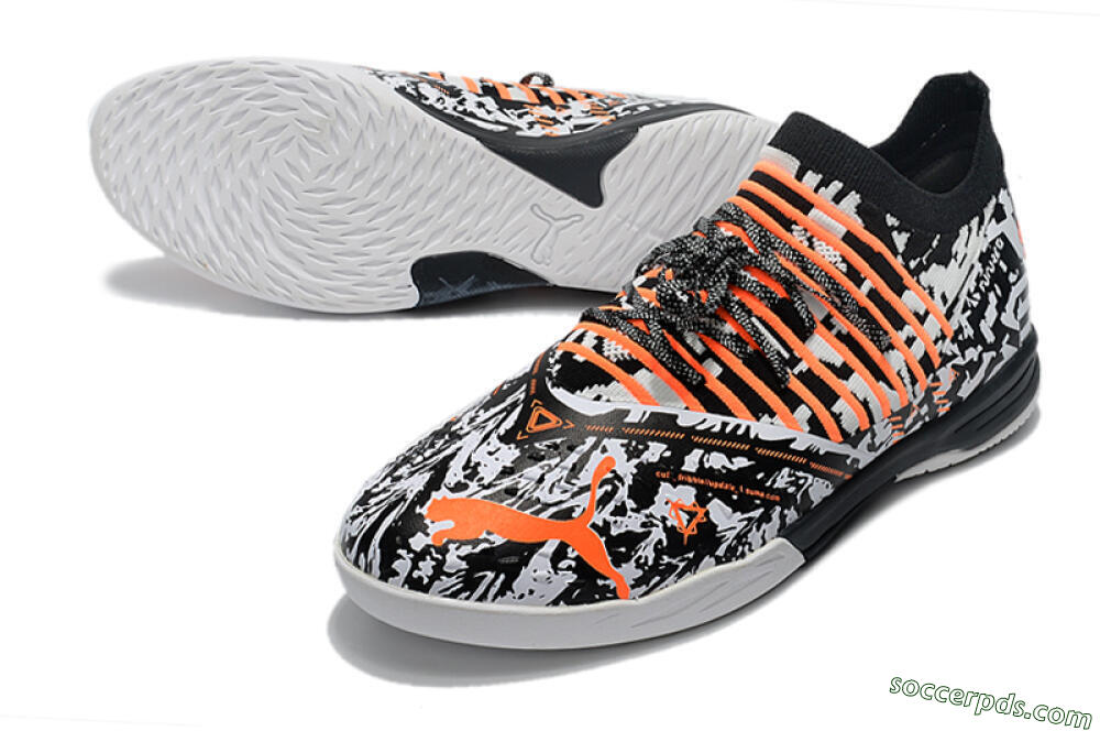 Puma Future Z 1.3 Teazer IC Low-Tops Football Shoes - White/Black/Orange 3