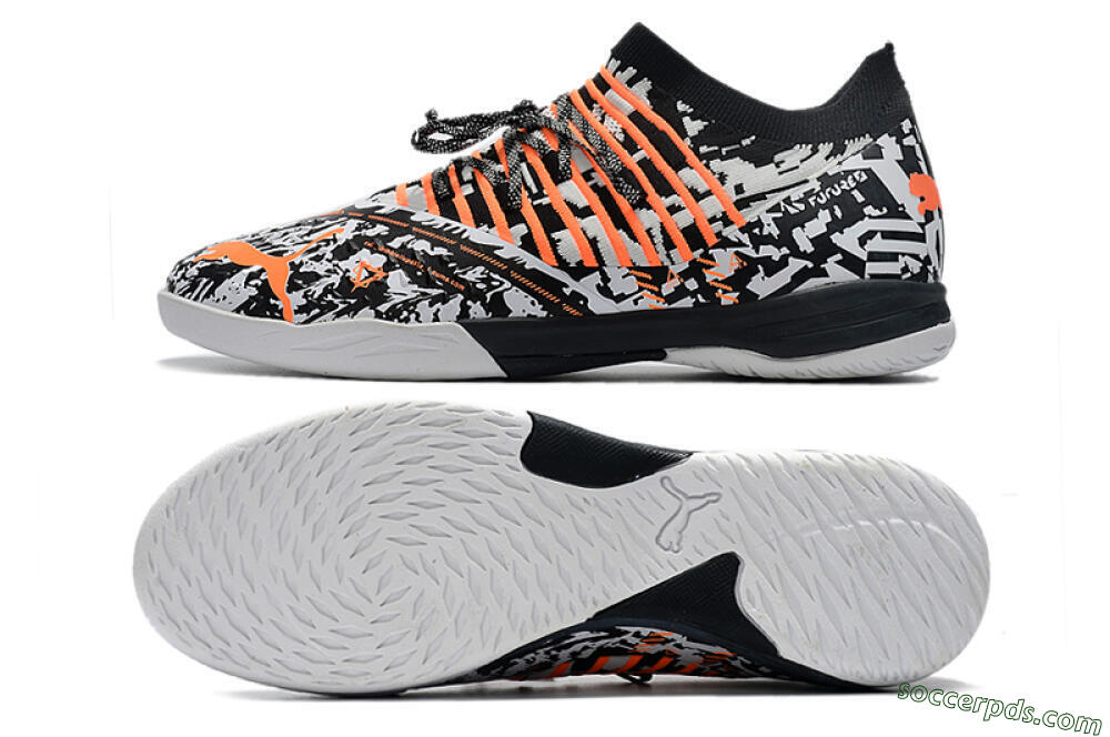 Puma Future Z 1.3 Teazer IC Low-Tops Football Shoes - White/Black/Orange 0