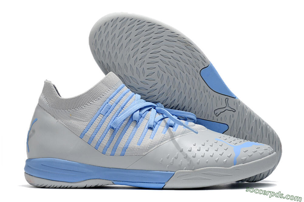 Puma Future Z 1.3 Teazer IC Low-Tops Football Shoes - Silver/Blue 1