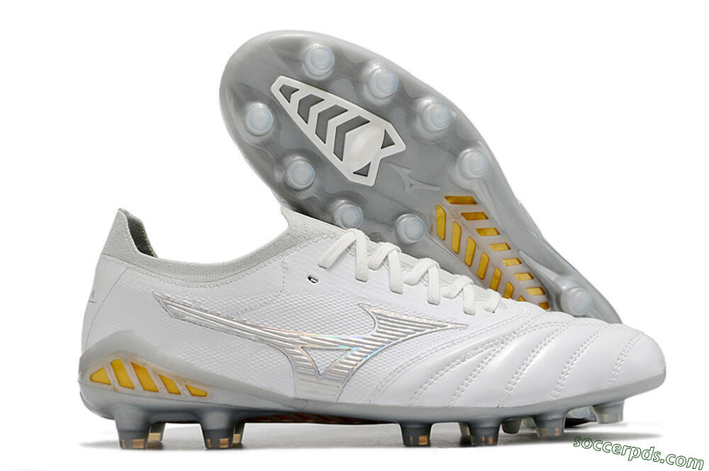 Mizuno Morelia Neo 3 FG Low-Tops Football Boots - White/Silver/Yellow 1