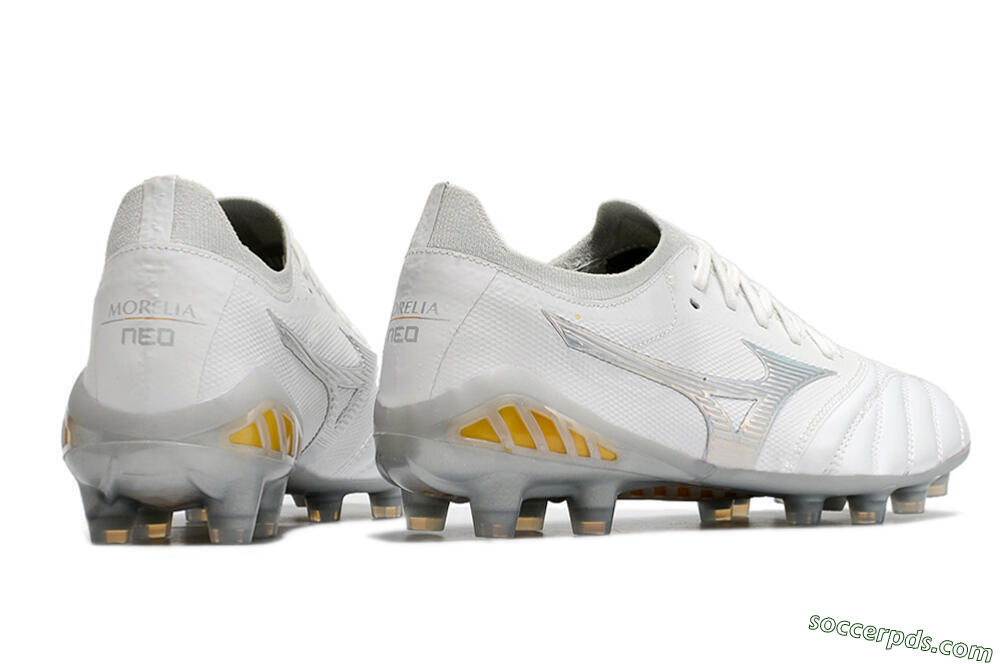 Mizuno Morelia Neo 3 FG Low-Tops Football Boots - White/Silver/Yellow 6