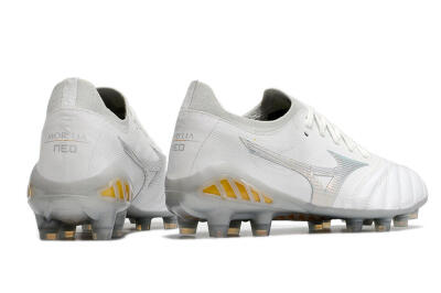 Mizuno Morelia Neo 3 FG Low-Tops Football Boots - White/Silver/Yellow