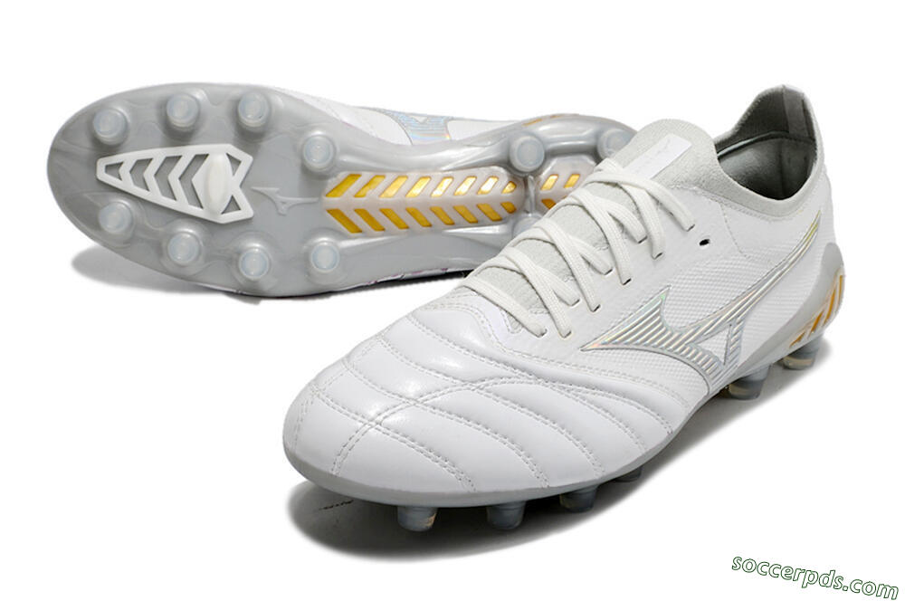 Mizuno Morelia Neo 3 FG Low-Tops Football Boots - White/Silver/Yellow 3