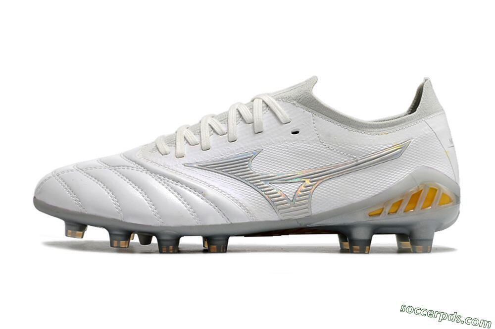 Mizuno Morelia Neo 3 FG Low-Tops Football Boots - White/Silver/Yellow 2