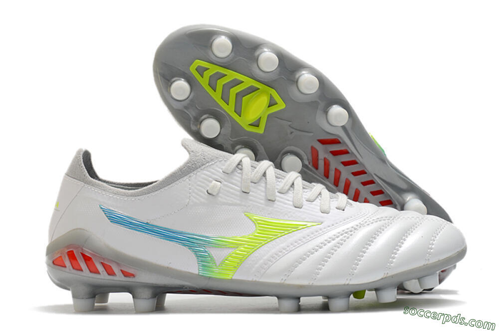 Mizuno Morelia Neo 3 FG Low-Tops Football Boots - White/Rainbow/Silver 1