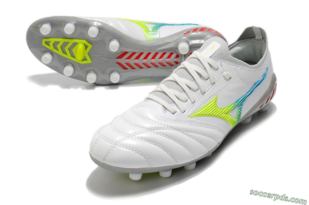 Mizuno Morelia Neo 3 FG Low-Tops Football Boots - White/Rainbow/Silver 3