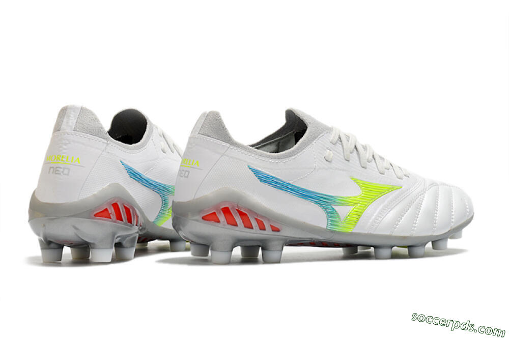 Mizuno Morelia Neo 3 FG Low-Tops Football Boots - White/Rainbow/Silver 6