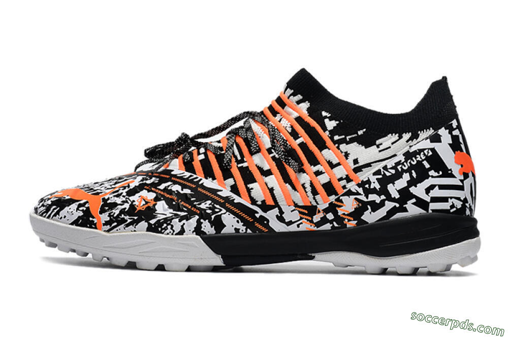 Puma Future Z 1.3 Teazer TF Low-Tops Football Shoes - White/Black/Orange 2