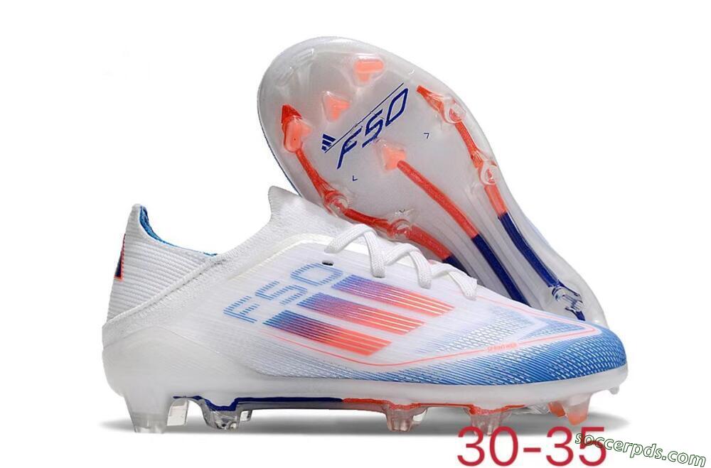 Adidas F50 Elite FG Low-Tops Football Boots - White/Blue/Red 1