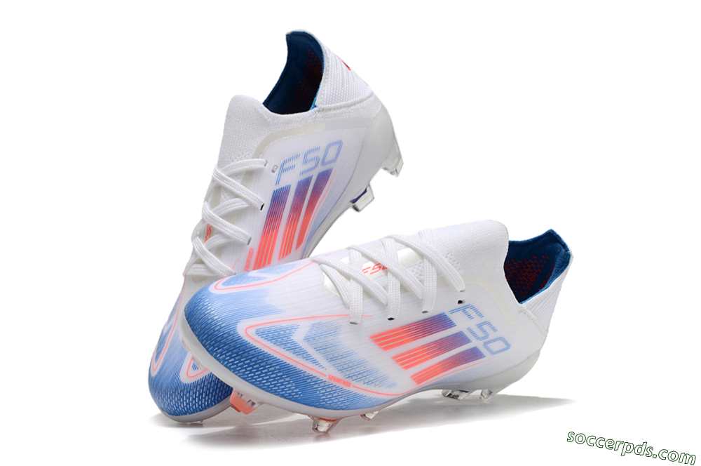 Adidas F50 Elite FG Low-Tops Football Boots - White/Blue/Red 3
