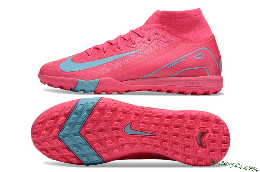 Nike Air Zoom Mercurial Superfly 10 Elite TF High-Tops Football Shoes - Pink/Red/Jade 7
