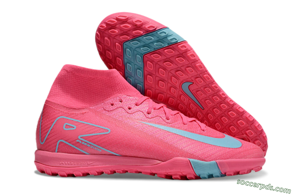 Nike Air Zoom Mercurial Superfly 10 Elite TF High-Tops Football Shoes - Pink/Red/Jade 0