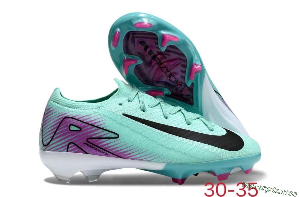Kids Nike Air Zoom Mercurial Vapor 16 Elite FG Low-Tops Football Boots - Jade/Purple/Black/White 1