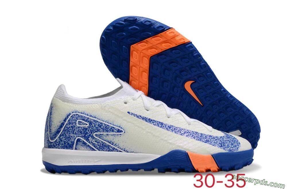 Kids Nike Air Zoom Mercurial Vapor 16 Elite TF Low-Tops Football Shoes - Beige/Blue/White 1