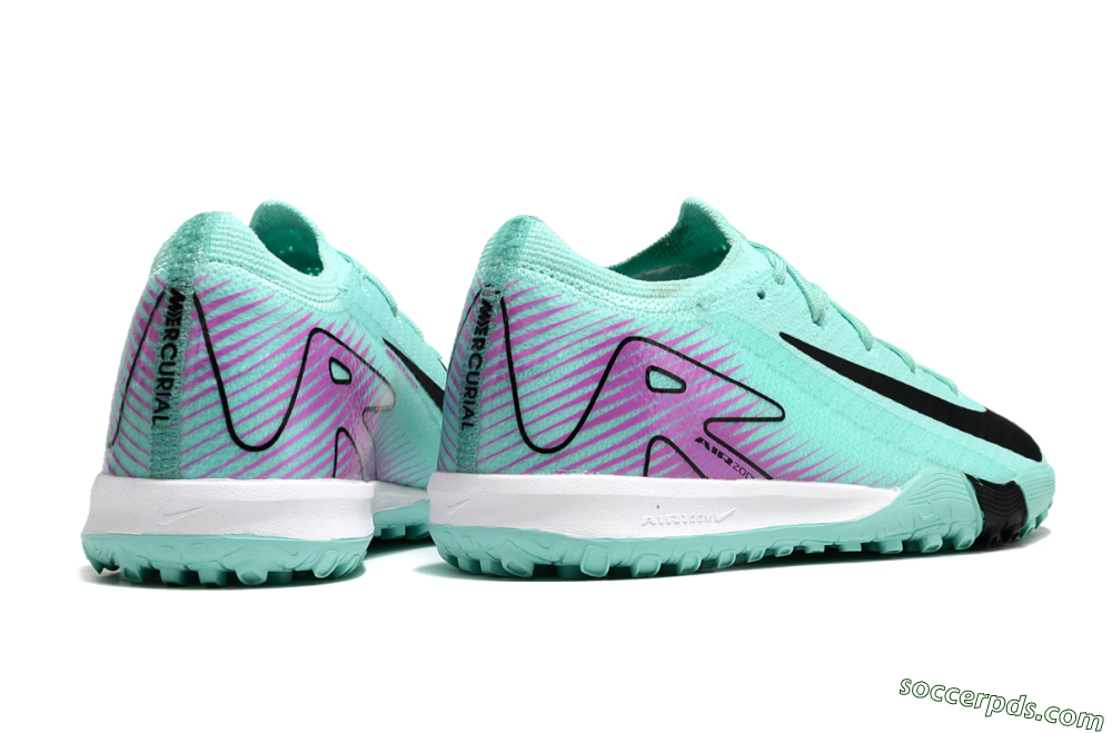Kids Nike Air Zoom Mercurial Vapor 16 Elite TF Low-Tops Football Shoes - Jade/Purple/Black/White 7