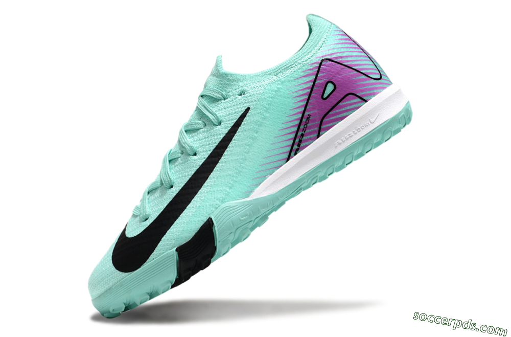Kids Nike Air Zoom Mercurial Vapor 16 Elite TF Low-Tops Football Shoes - Jade/Purple/Black/White 5