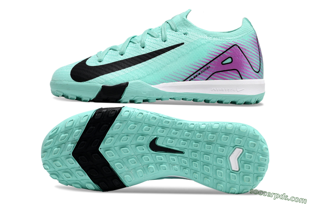 Kids Nike Air Zoom Mercurial Vapor 16 Elite TF Low-Tops Football Shoes - Jade/Purple/Black/White 0