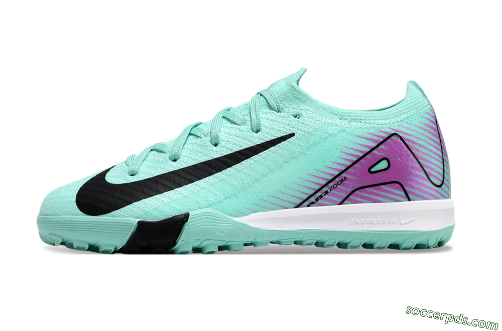 Kids Nike Air Zoom Mercurial Vapor 16 Elite TF Low-Tops Football Shoes - Jade/Purple/Black/White 2