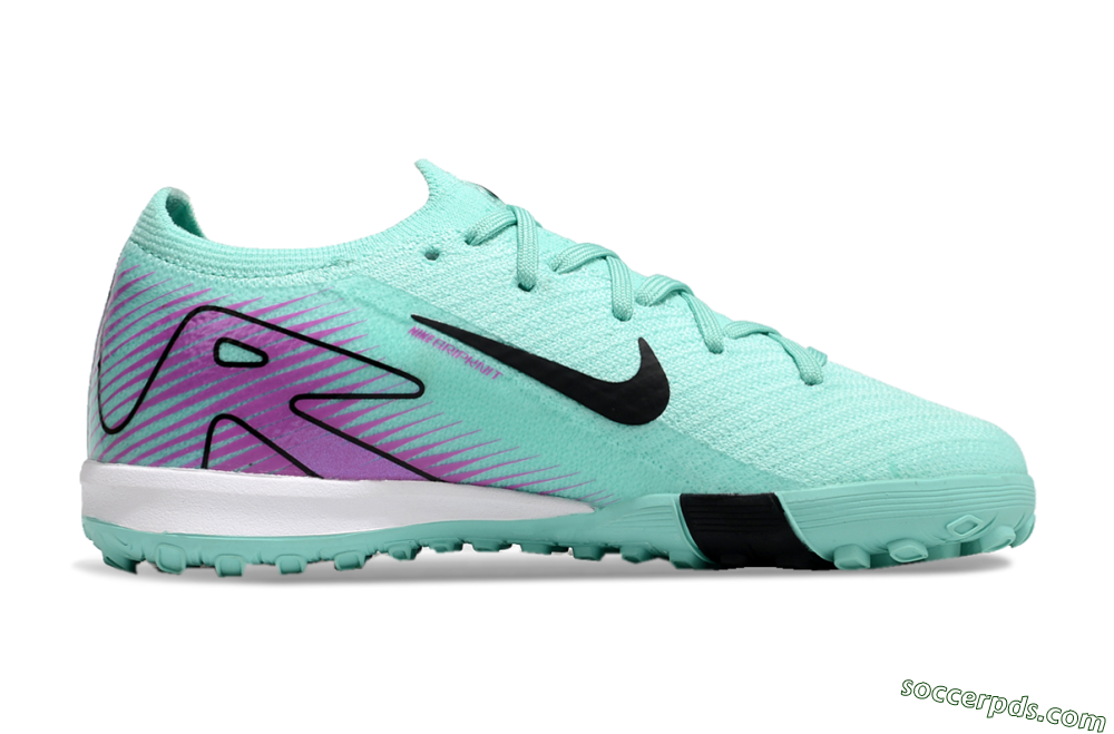 Kids Nike Air Zoom Mercurial Vapor 16 Elite TF Low-Tops Football Shoes - Jade/Purple/Black/White 6