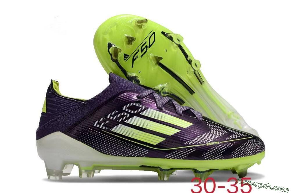 Kids Adidas F50 Elite FG Low-Tops Football Boots - Purple/Yellow/White 1