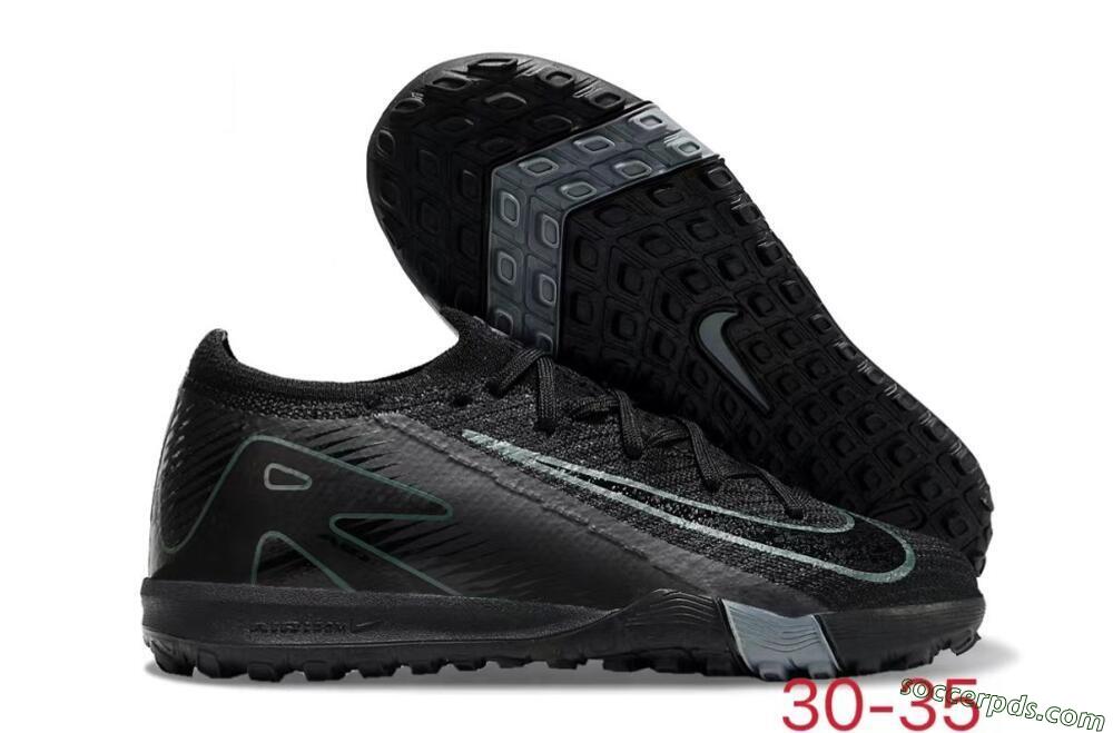 Kids Nike Air Zoom Mercurial Vapor 16 Elite TF Low-Tops Football Shoes - Black/Green/Silver 1