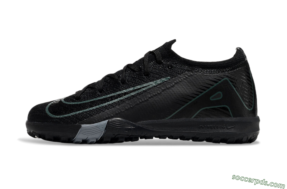Kids Nike Air Zoom Mercurial Vapor 16 Elite TF Low-Tops Football Shoes - Black/Green/Silver 2