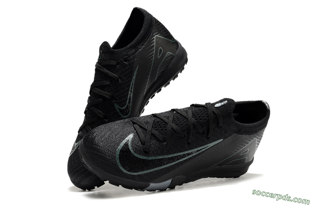 Kids Nike Air Zoom Mercurial Vapor 16 Elite TF Low-Tops Football Shoes - Black/Green/Silver 3