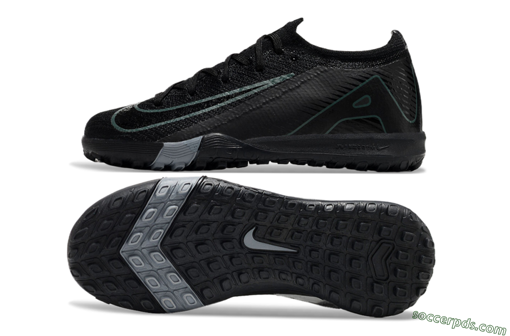 Kids Nike Air Zoom Mercurial Vapor 16 Elite TF Low-Tops Football Shoes - Black/Green/Silver 0