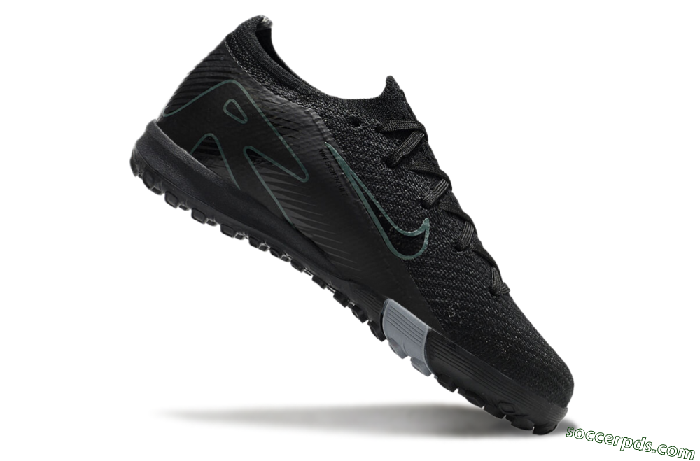 Kids Nike Air Zoom Mercurial Vapor 16 Elite TF Low-Tops Football Shoes - Black/Green/Silver 4