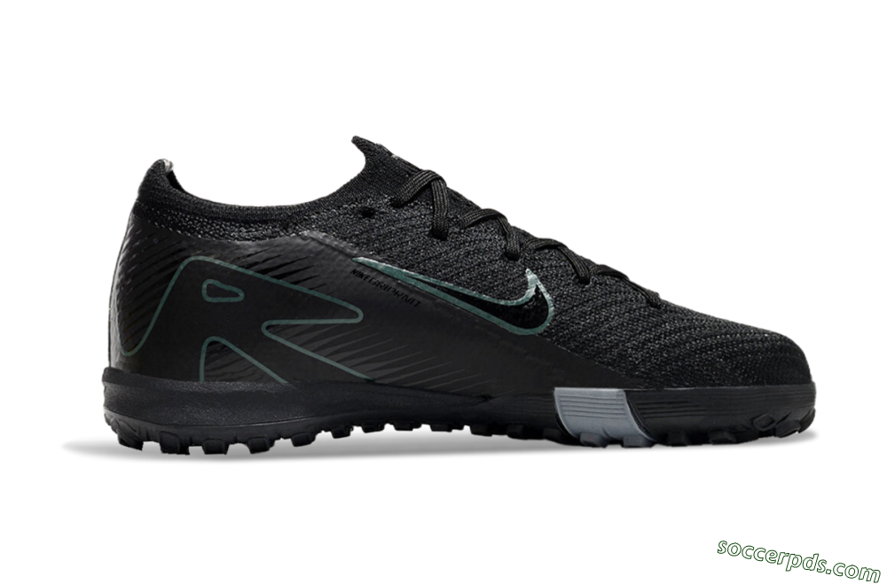 Kids Nike Air Zoom Mercurial Vapor 16 Elite TF Low-Tops Football Shoes - Black/Green/Silver 7