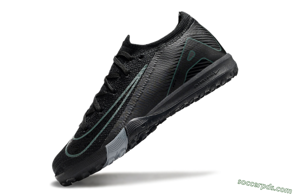 Kids Nike Air Zoom Mercurial Vapor 16 Elite TF Low-Tops Football Shoes - Black/Green/Silver 5