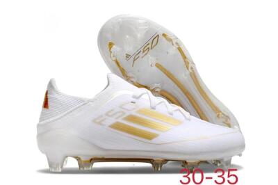 Kids Adidas F50 Elite FG Low-Tops Football Boots - White/Gold/Red