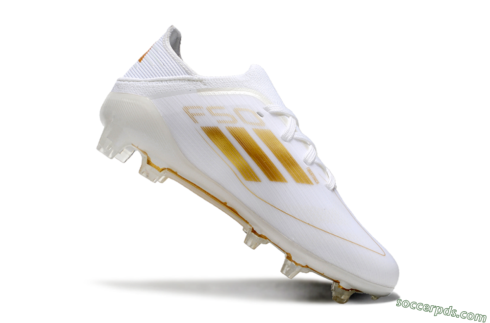 Kids Adidas F50 Elite FG Low-Tops Football Boots - White/Gold/Red 4