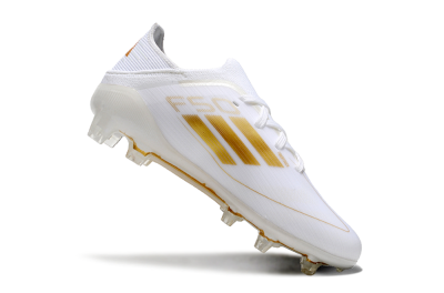 Kids Adidas F50 Elite FG Low-Tops Football Boots - White/Gold/Red