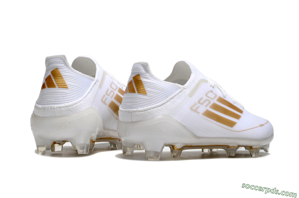 Kids Adidas F50 Elite FG Low-Tops Football Boots - White/Gold/Red 7
