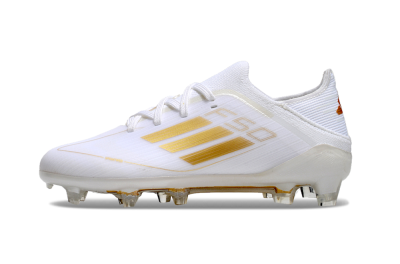 Kids Adidas F50 Elite FG Low-Tops Football Boots - White/Gold/Red