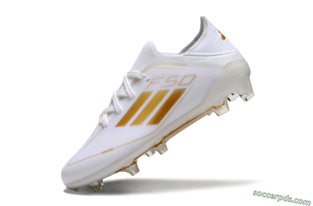 Kids Adidas F50 Elite FG Low-Tops Football Boots - White/Gold/Red 5