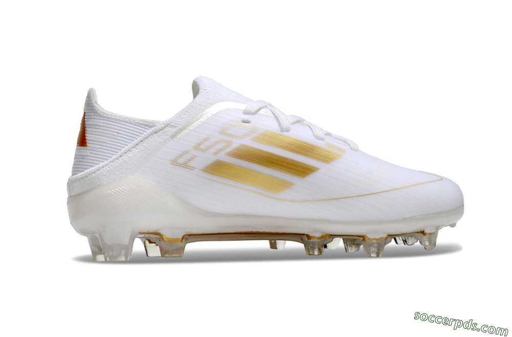Kids Adidas F50 Elite FG Low-Tops Football Boots - White/Gold/Red 6