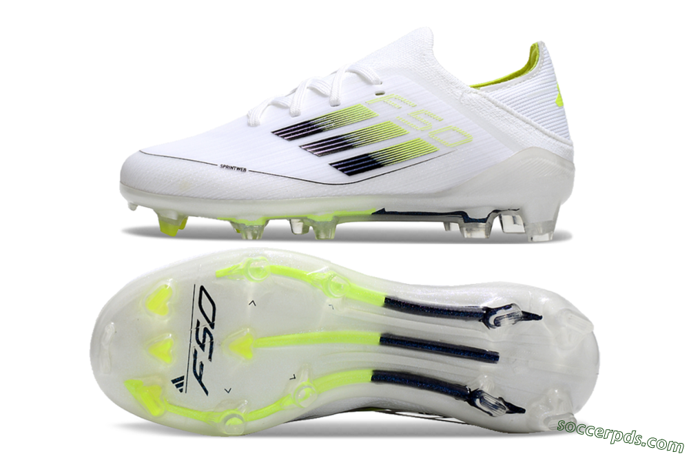Kids Adidas F50 Elite FG Low-Tops Football Boots - White/Blue/Yellow 0