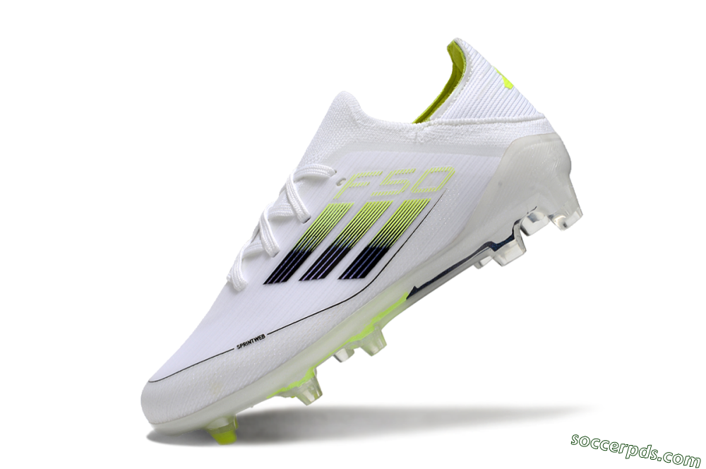 Kids Adidas F50 Elite FG Low-Tops Football Boots - White/Blue/Yellow 5