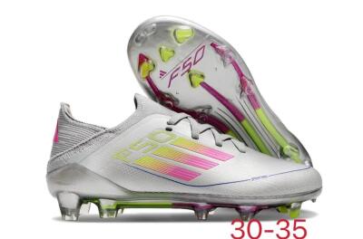 Kids Adidas F50 Elite FG Low-Tops Football Boots - Silver/Pink/Yellow