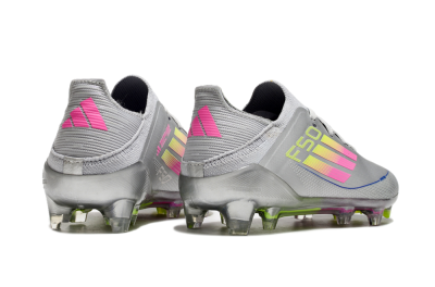 Kids Adidas F50 Elite FG Low-Tops Football Boots - Silver/Pink/Yellow