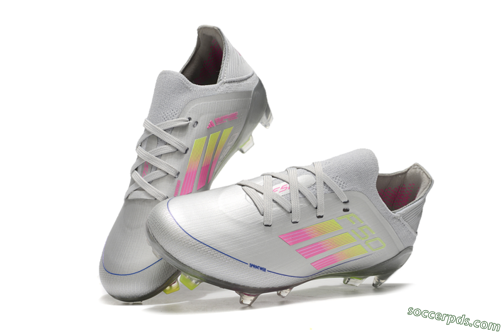 Kids Adidas F50 Elite FG Low-Tops Football Boots - Silver/Pink/Yellow 3