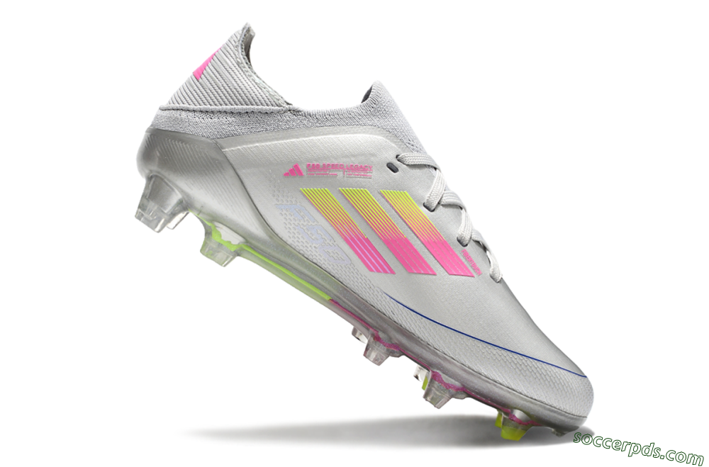 Kids Adidas F50 Elite FG Low-Tops Football Boots - Silver/Pink/Yellow 4