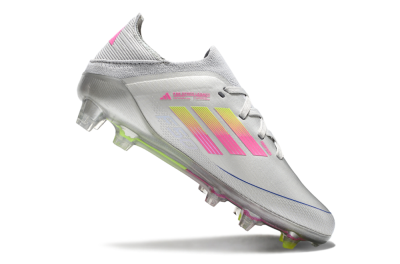 Kids Adidas F50 Elite FG Low-Tops Football Boots - Silver/Pink/Yellow