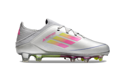Kids Adidas F50 Elite FG Low-Tops Football Boots - Silver/Pink/Yellow